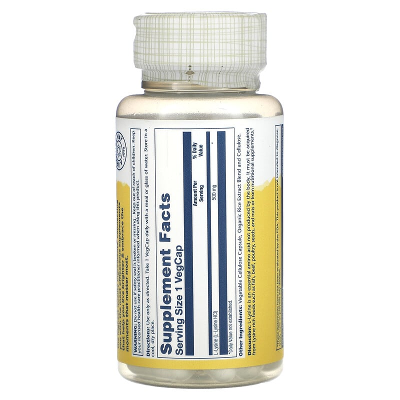 Solaray, L-Lysine, 500 mg, 60 VegCaps 76280049404