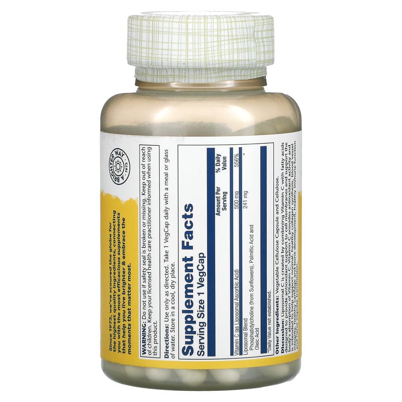 Solaray, Liposomal Vitamin C, 500 mg, 100 VegCaps 76280574197