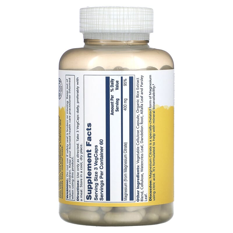 Solaray, Magnesium Citrate, 133 mg, 180 VegCaps 76280374025