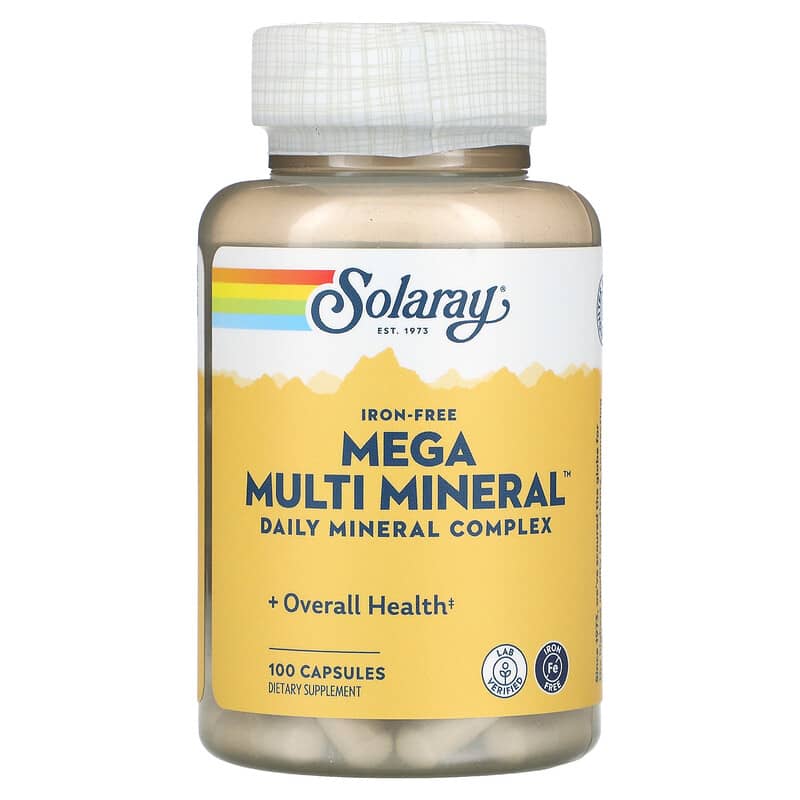 Solaray Mega Multi Mineral Iron Free 100 Capsules 76280045130