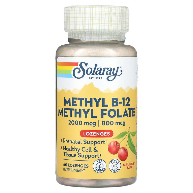 Solaray Methyl B-12 Methyl Folate Natural Cherry 60 Lozenges 76280685206