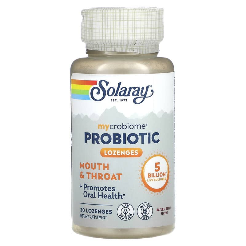 Solaray, Mycrobiome Probiotic, Mouth & Throat, Natural Berry, 5 Billion, 30 Lozenges 76280826500