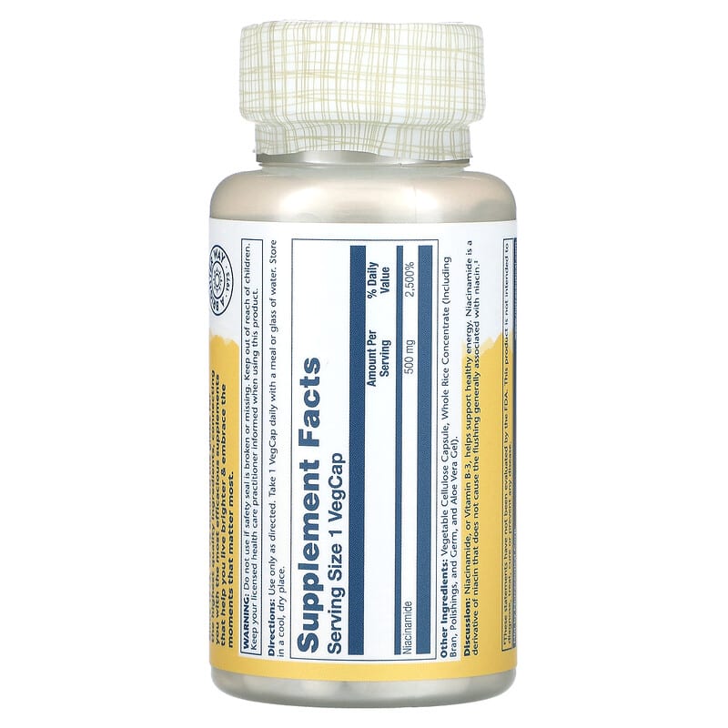 Solaray, Niacinamide, 500 mg, 100 VegCaps 76280043655