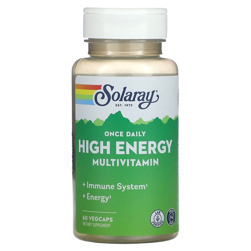 Solaray Once Daily High Energy Multivitamin Iron Free 60 VegCaps 76280473056