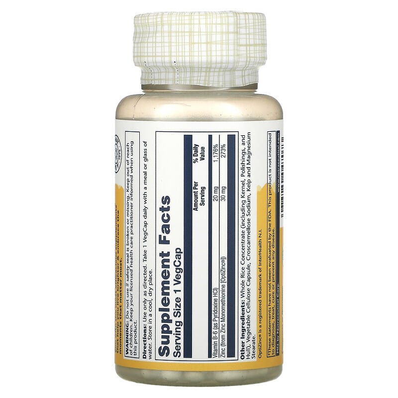 Solaray, Optizinc, 30 mg, 60 VegCaps 76280047073