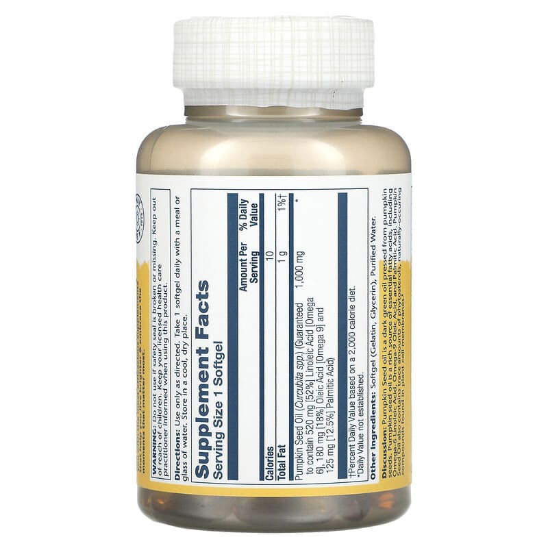 Solaray, Pumpkin Seed Oil, 1,000 mg, 90 Softgels 76280107272