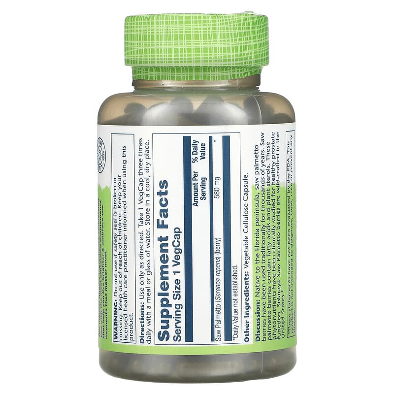 Solaray, Saw Palmetto, 580 mg, 180 VegCaps 76280015515