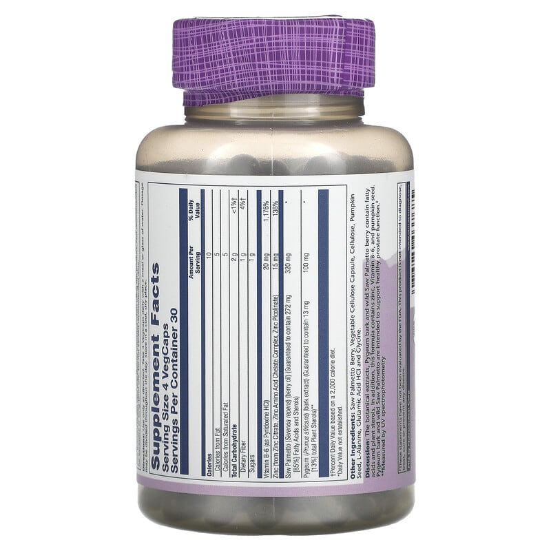 Solaray, Saw Palmetto & Pygeum with Zinc, 120 VegCaps 76280037685