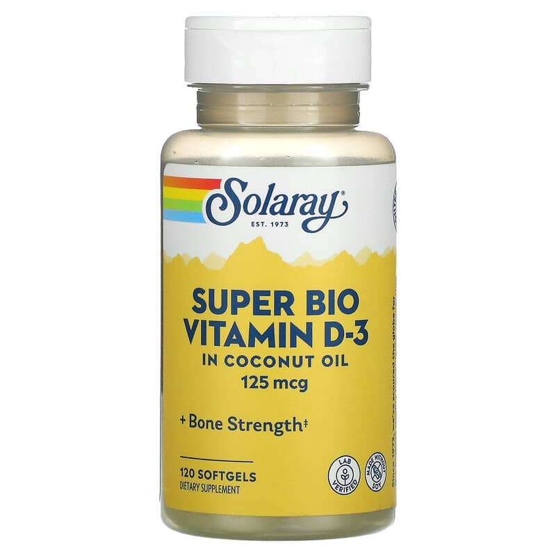 Solaray Super Bio Vitamin D-3 125 mcg 120 Softgels 76280697551