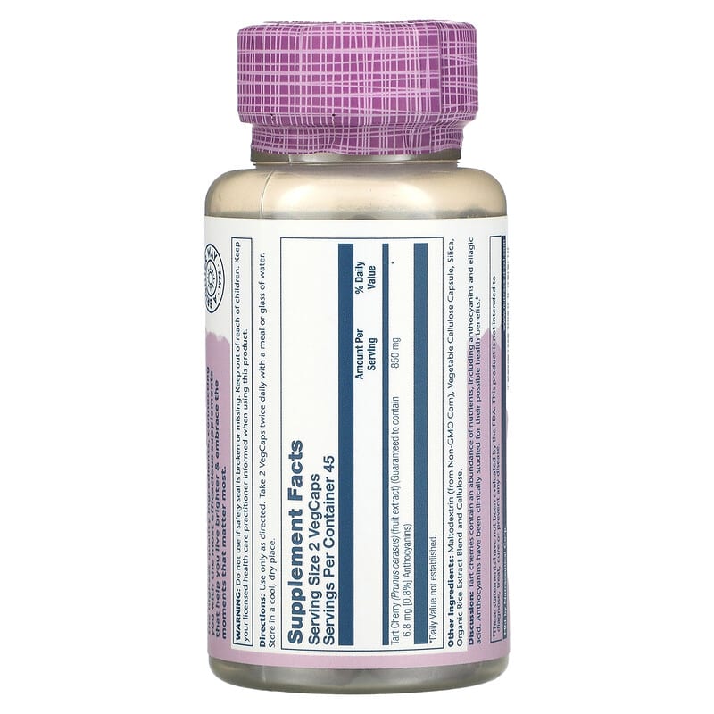 Solaray, Tart Cherry, 850 mg, 90 VegCaps 76280033557