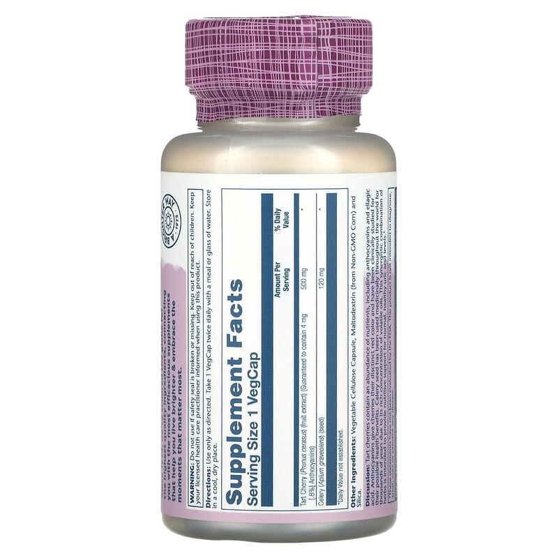 Solaray, Tart Cherry Celery Seed, 620 mg, 60 VegCaps 76280174045