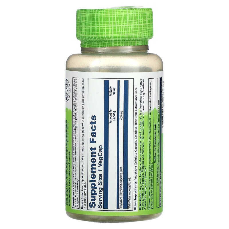 Solaray, Tongkat Ali, 400 mg, 60 VegCaps 76280544336