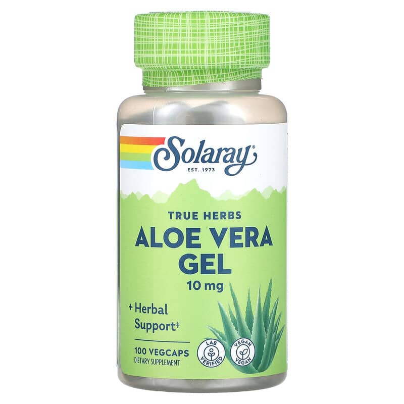 Solaray True Herbs Aloe Vera Gel 10 mg 100 VegCaps 76280001204