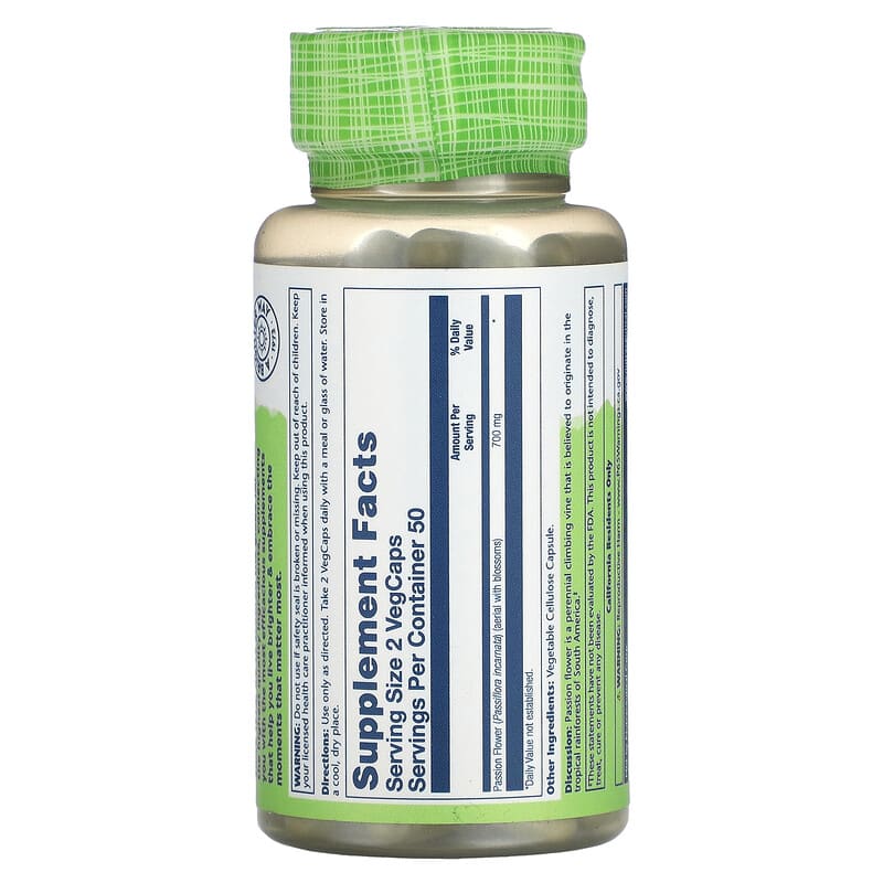 Solaray, True Herbs, Passion Flower, 350 mg, 100 VegCaps 76280014303