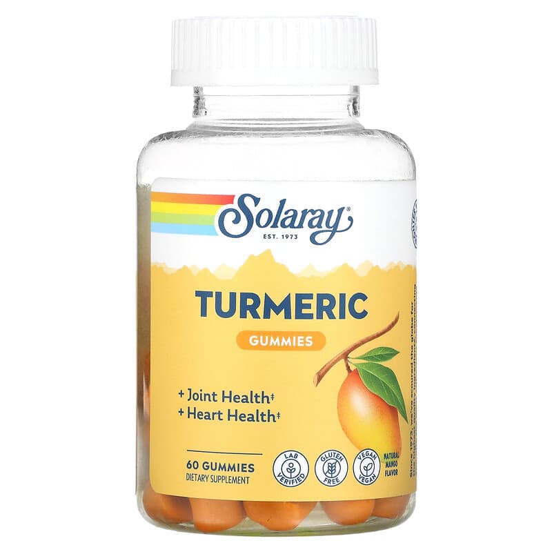 Solaray Turmeric Gummies Natural Mango 60 Gummies 76280279320