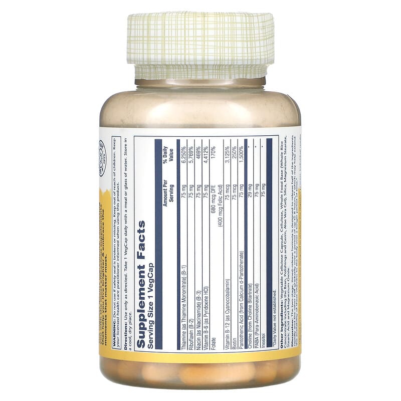 Solaray, Vitamin B-Complex 75, Timed-Release, 100 VegCaps 76280042917