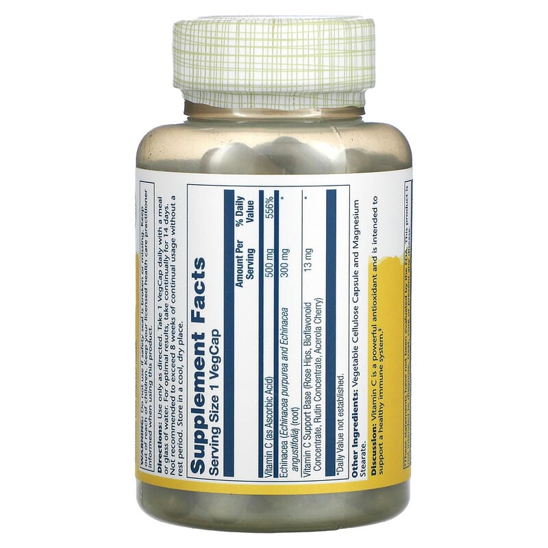 Solaray, Vitamin C, Echinacea, 500 mg / 300 mg, 120 VegCaps 76280043945