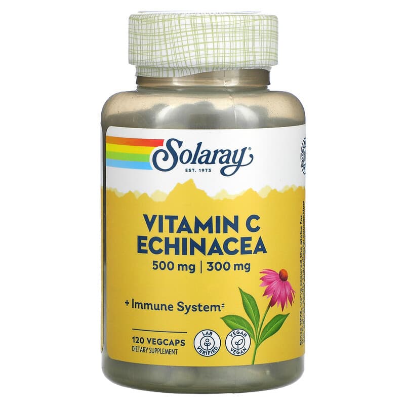 Solaray Vitamin C Echinacea 500 mg/300 mg 120 VegCaps 76280043945