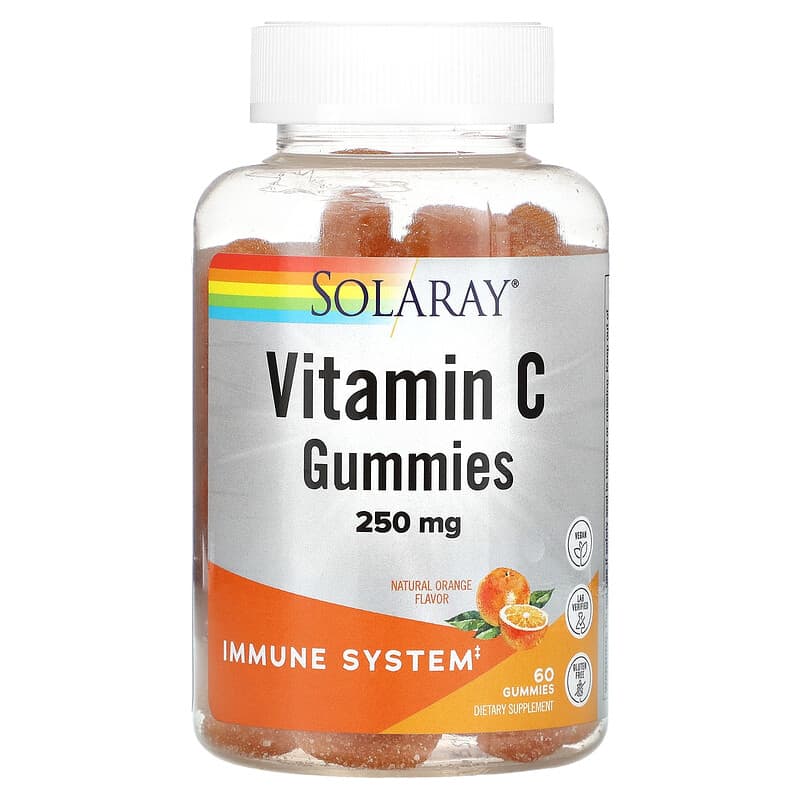 Solaray Vitamin C Gummies Natural Orange 125 mg 60 Gummies 76280834208