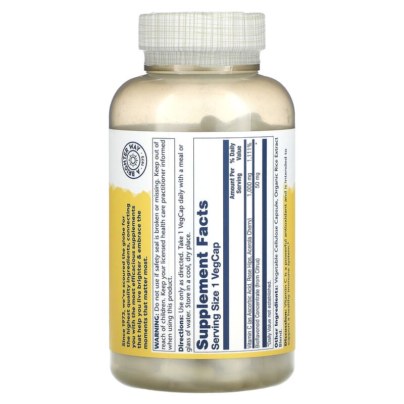 Solaray, Vitamin C with Bioflavonoid Concentrate, 1,000 mg, 250 VegCaps 76280044416