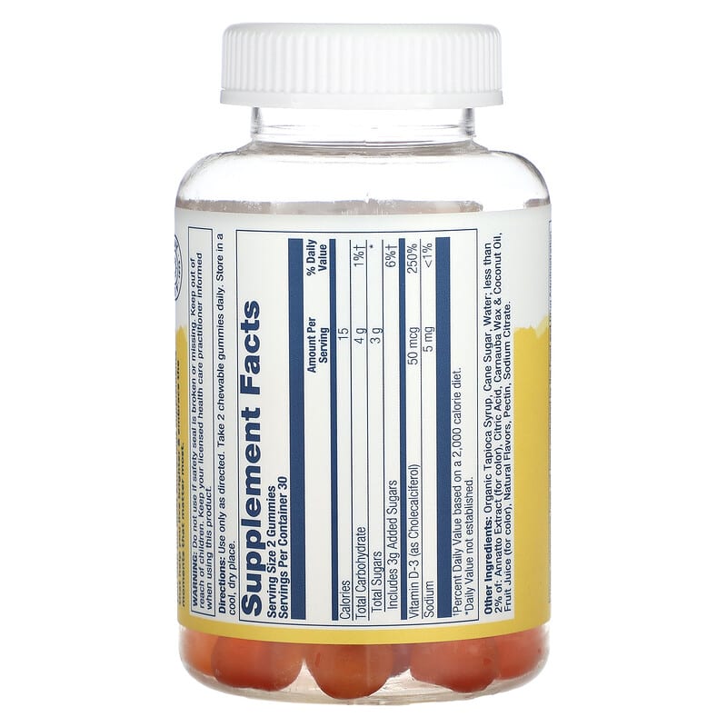 Solaray, Vitamin D3 Gummies, Natural Peach, Mango & Strawberry, 25 mcg, 60 Gummies 76280672299