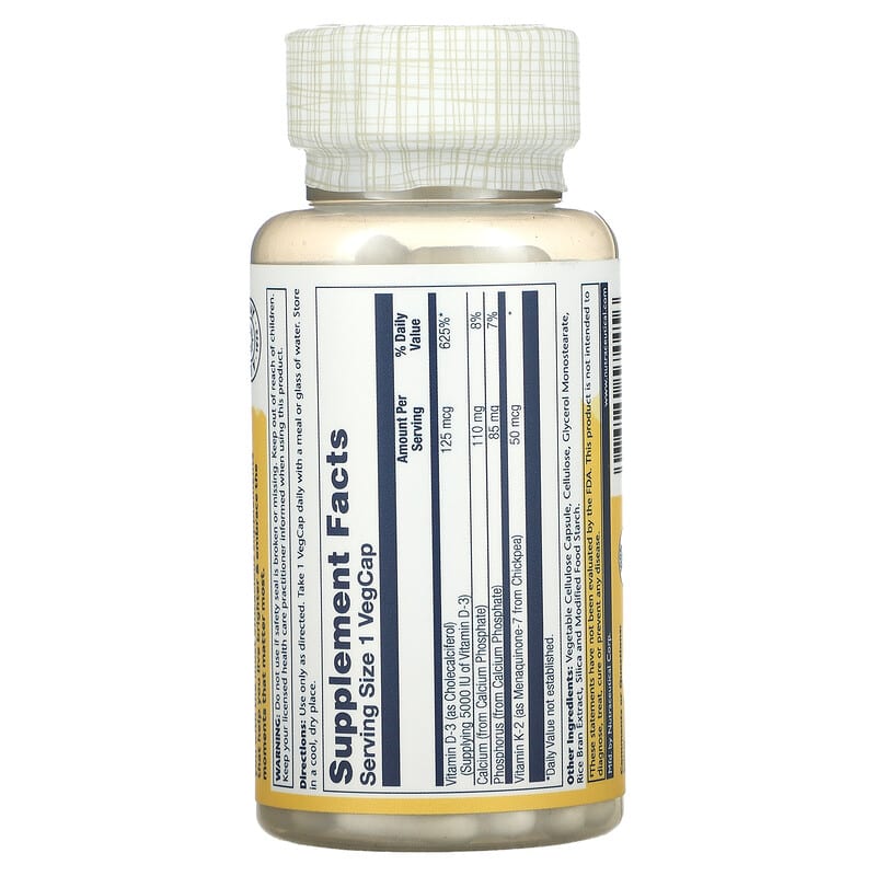 Solaray, Vitamin D3 + K2, 120 VegCaps 76280574456