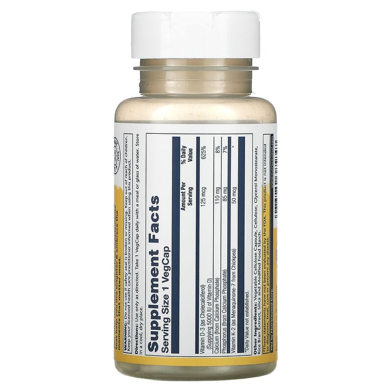 Solaray, Vitamin D3 + K2, 60 VegCaps 76280385847