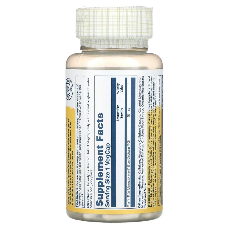Solaray, Vitamin K-2 Menaquinone-7, 50 mcg, 60 VegCaps 76280874969