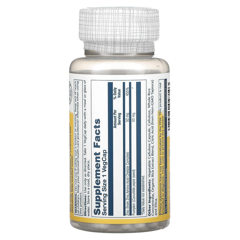 Solaray, Zinc, 50 mg, 100 VegCaps 76280047103