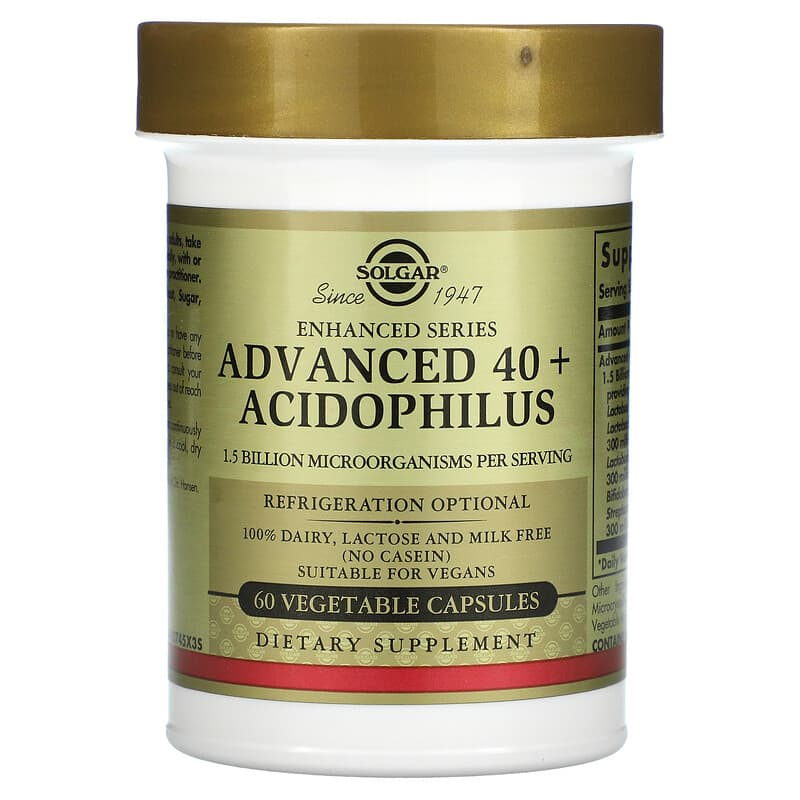 Solgar, Advanced 40+ Acidophilus, 60 Vegetable Capsules 33984000278