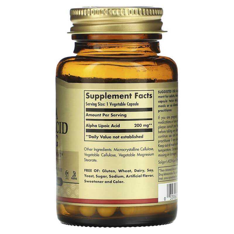 Solgar, Alpha Lipoic Acid, 200 mg, 50 Vegetable Capsules 33984000582