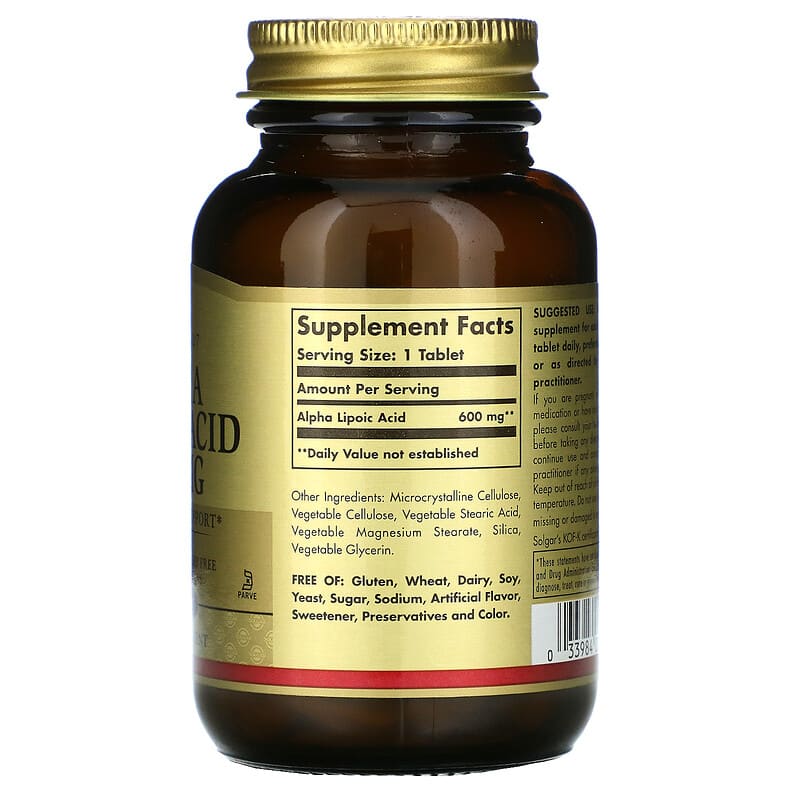 Solgar, Alpha Lipoic Acid, 600 mg, 50 Tablets 33984000544