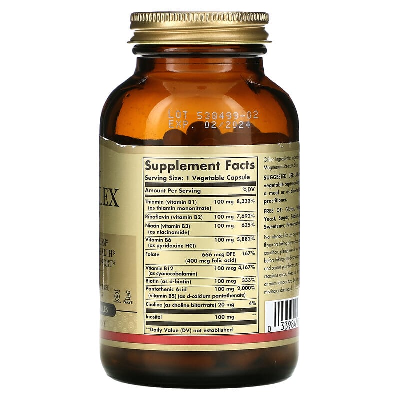 Solgar, B-Complex "100", 100 Vegetable Capsules 33984011502