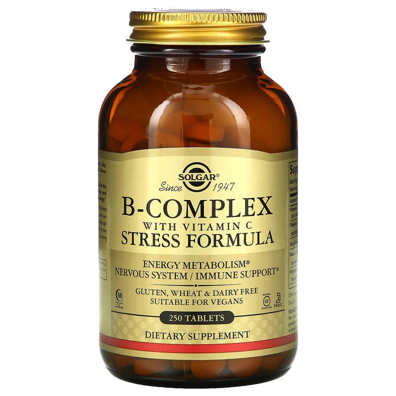 Solgar B-Complex with Vitamin C Stress Formula 250 Tablets 33984002012