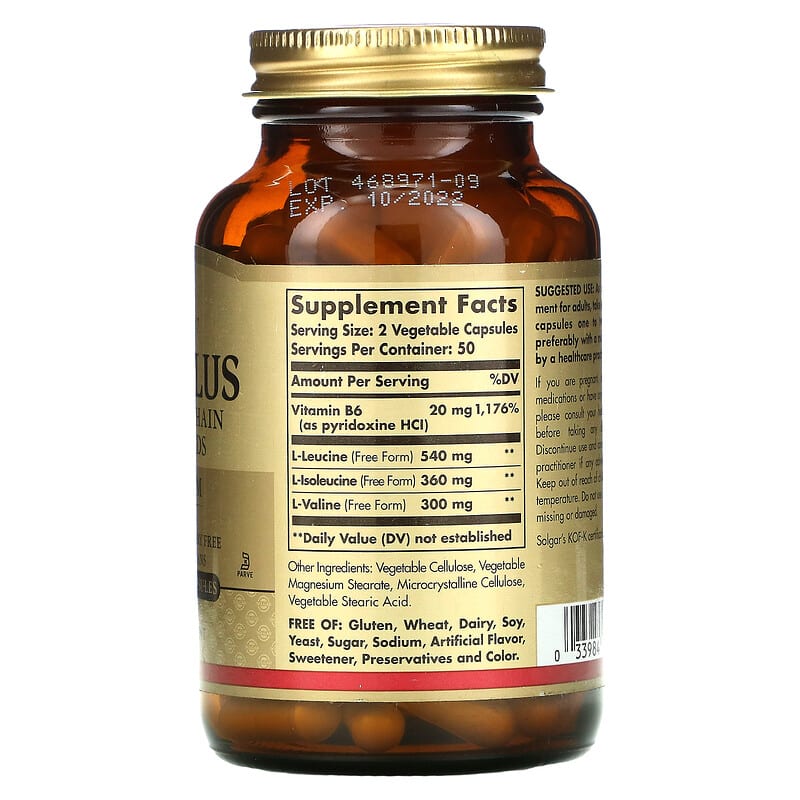 Solgar, BCAA Plus, Free Form, 100 Vegetable Capsules 33984001961