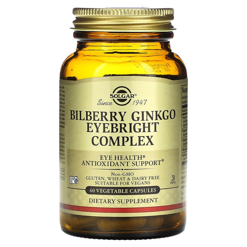 Solgar Bilberry Ginkgo Eyebright Complex 60 Vegetable Capsules 33984003156