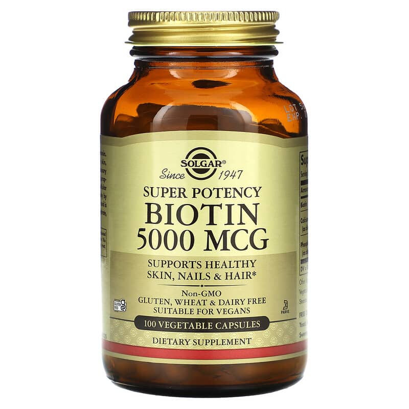 Solgar Biotin 5,000 mcg 100 Vegetable Capsules 33984003149