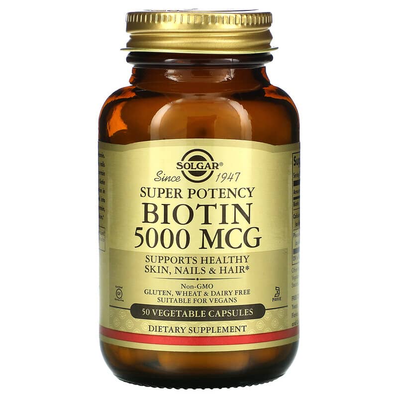 Solgar Biotin 5,000 mcg 50 Vegetable Capsules 33984003132