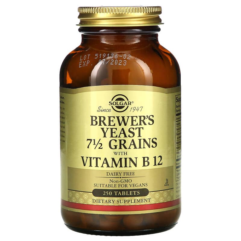 Solgar Brewer's Yeast 7 1/2 Grains with Vitamin B12 250 Tablets 33984004009