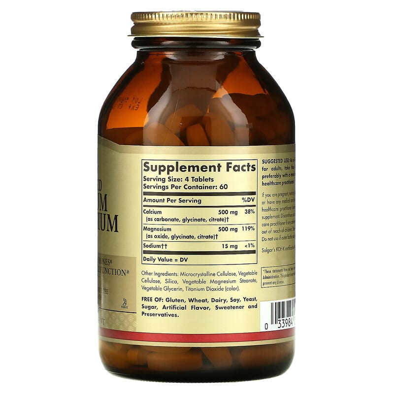 Solgar, Chelated Calcium Magnesium 1:1, 240 Tablets 33984005051