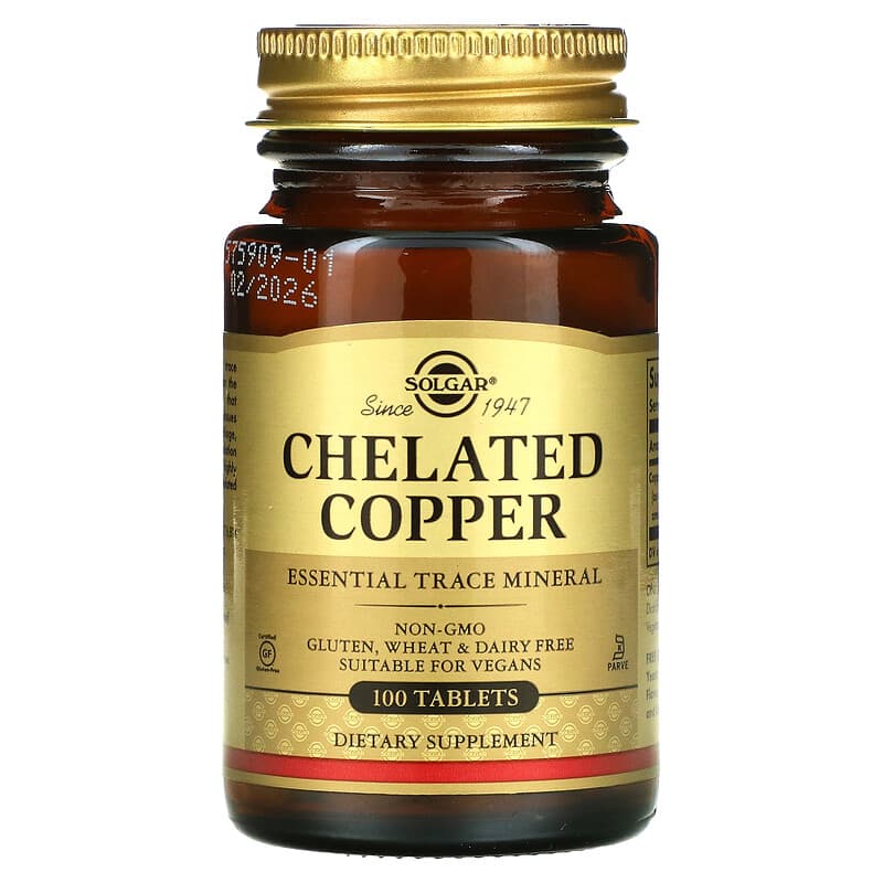 Solgar Chelated Copper 100 Tablets 33984006409