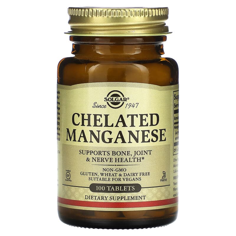 Solgar Chelated Manganese 100 Tablets 33984007208
