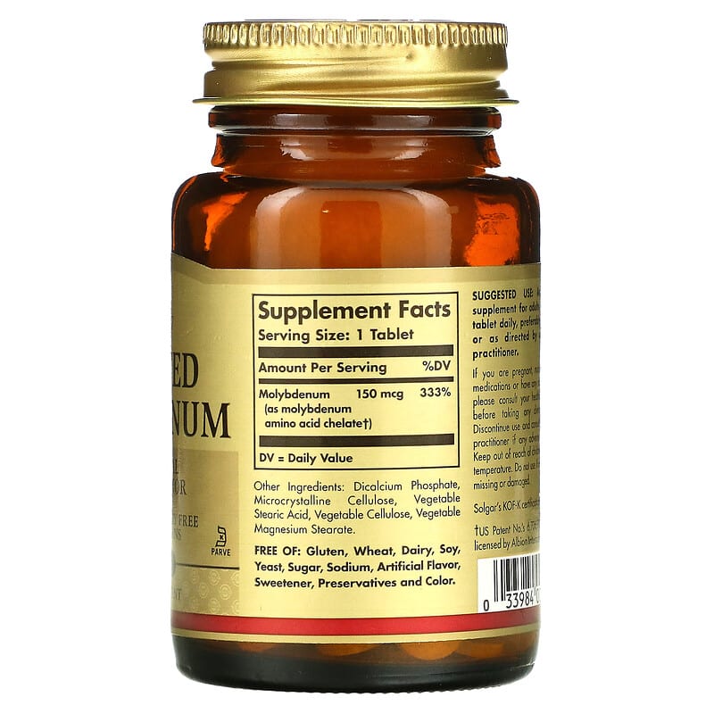 Solgar, Chelated Molybdenum, 100 Tablets 33984007406