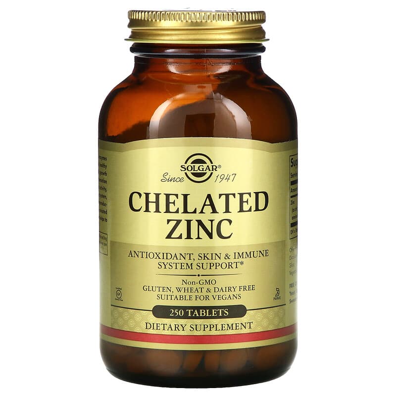 Solgar Chelated Zinc 250 Tablets 33984008014