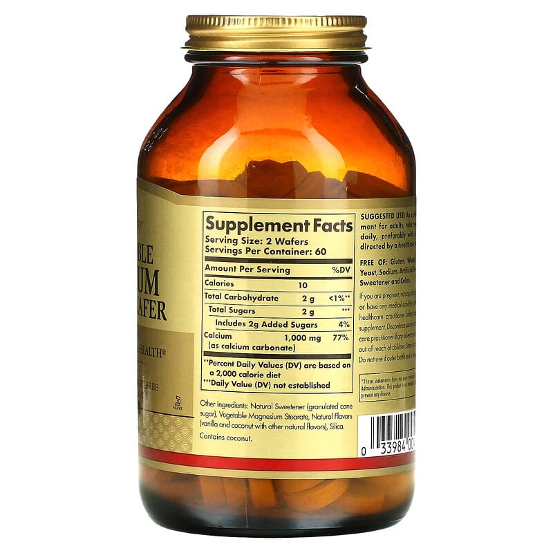 Solgar, Chewable Calcium, 500 mg, 120 Wafers 33984004108