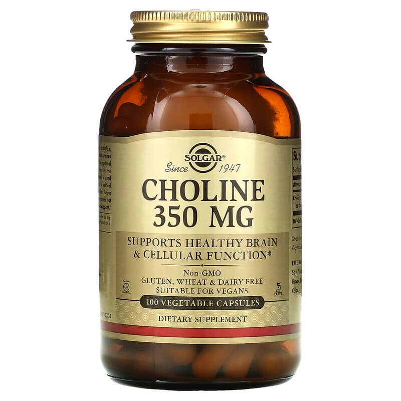Solgar Choline 350 mg 100 Vegetable Capsule 33984008304