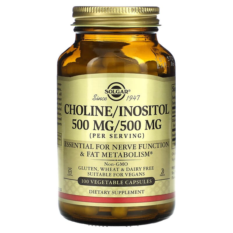 Solgar Choline/Inositol 250 mg 100 Vegetable Capsules 33984008502