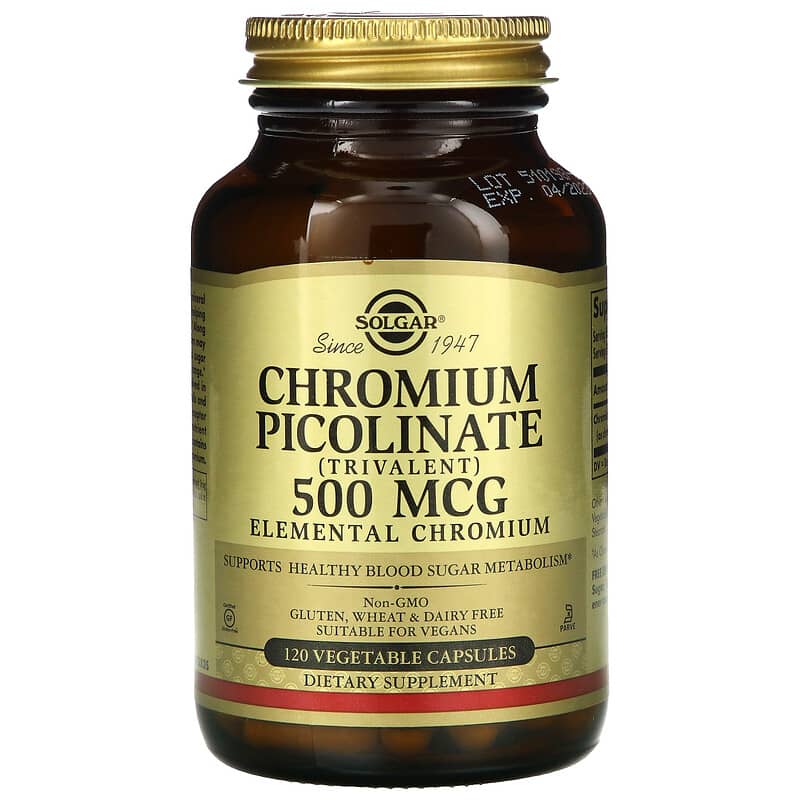 Solgar Chromium Picolinate 500 mcg 120 Vegetable Capsules 33984008724