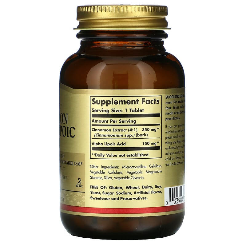 Solgar, Cinnamon Alpha Lipoic Acid, 60 Tablets 33984008786