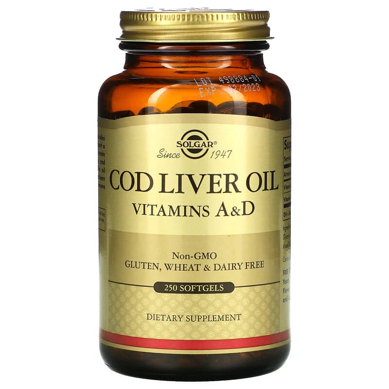 Solgar Cod Liver Oil Vitamins A & D 250 Softgels 33984009417